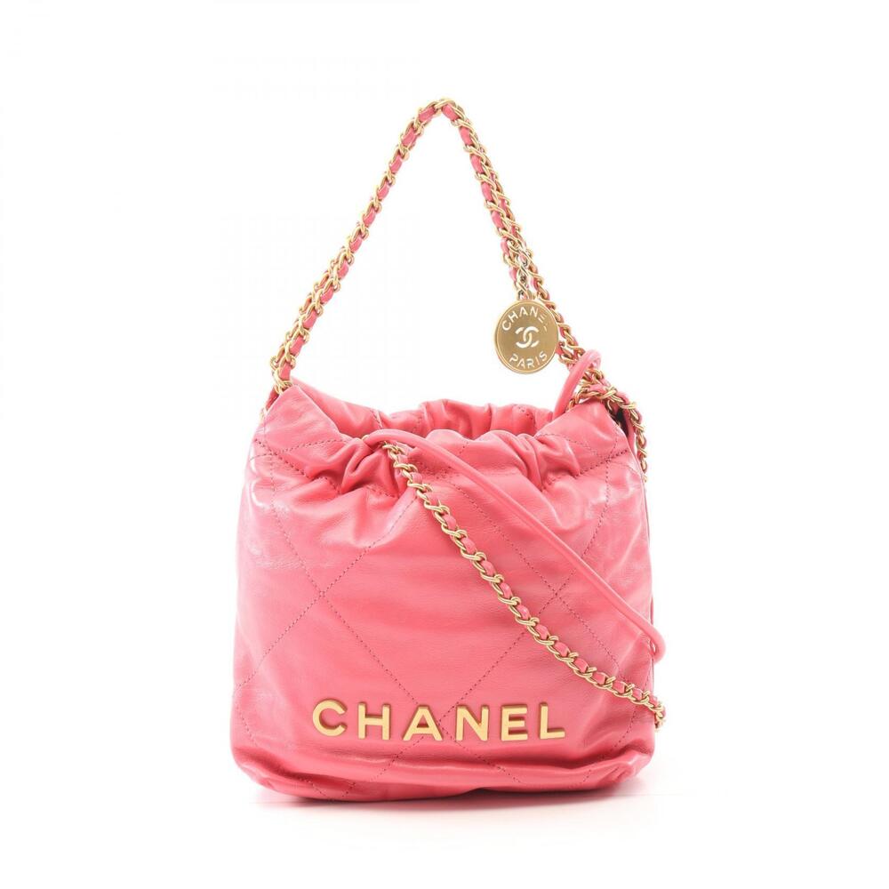 Chanel Shoulder Bag Leather Pink